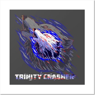 Trinity Crasher fury a Cool blue and white Wolf Posters and Art